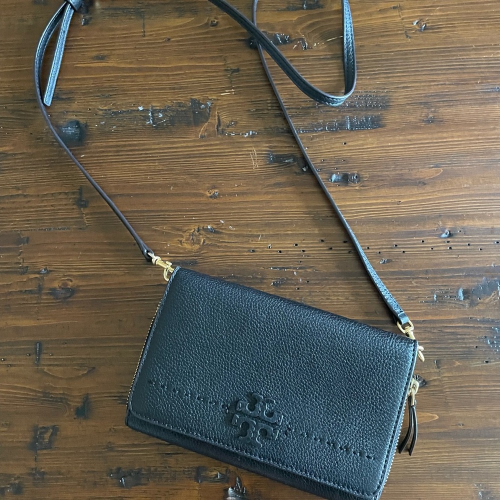 Tory Burch Black Pebbled Leather Crossbody